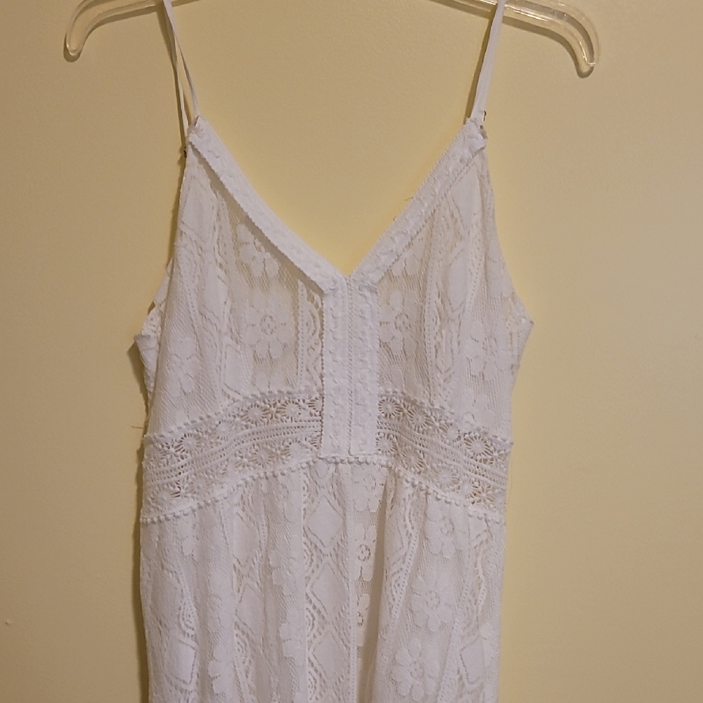 White Lace Spaghetti Strap Dress